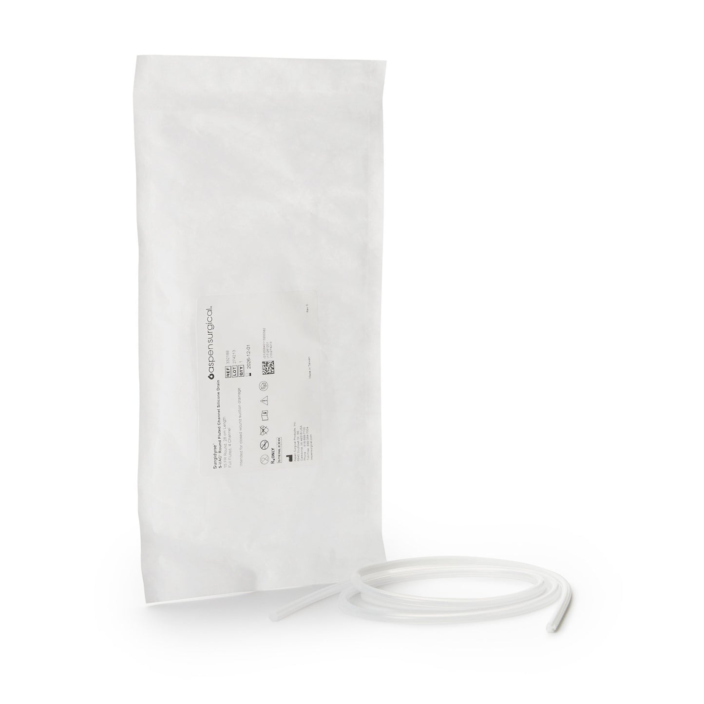 S-Vac® Wound Drain Tube Round/Full Type Without Attachment 4 Channel Type 15 Fr. Size Sterile (491288_EA)