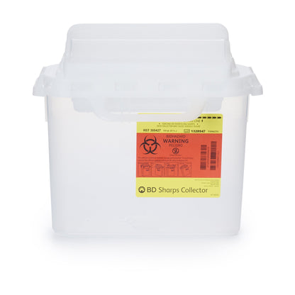 BD™ Sharps Container Translucent White Base 12 H X 12 W X 4-4/5 D Inch Horizontal Entry 1.35 Gallon (287479_EA)