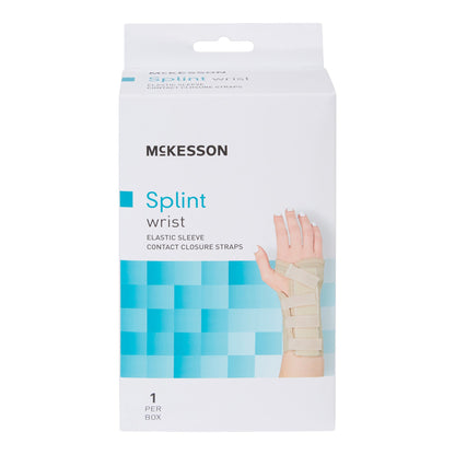 McKesson Wrist Brace Low Profile / Contoured / Wraparound Aluminum / Cotton / Elastic Left Hand Beige Large (1159158_EA)