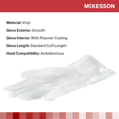 McKesson Exam Glove X-Small NonSterile Vinyl Standard Cuff Length Smooth Clear Not Rated (832680_CS)