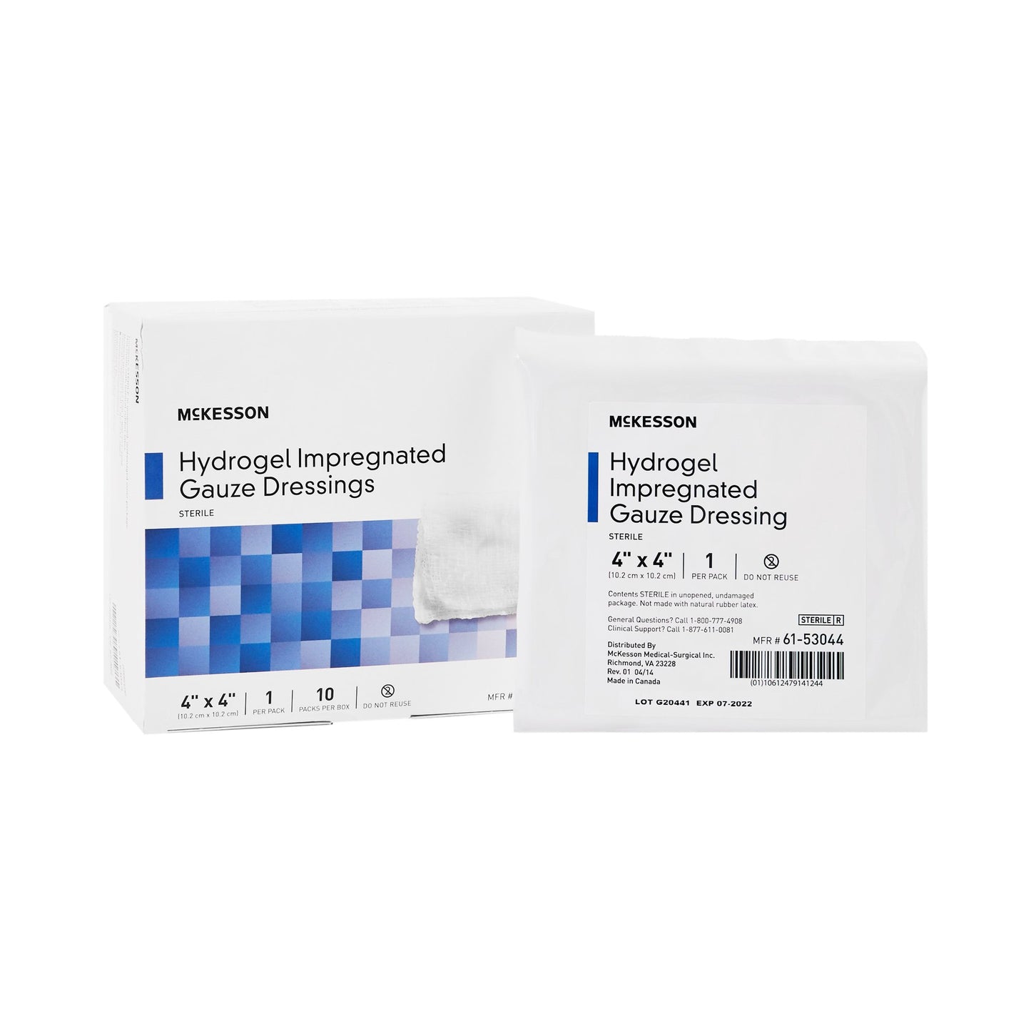 McKesson Hydrogel Wound Dressing Impregnated 4 X 4 Inch Sterile (488936_EA)