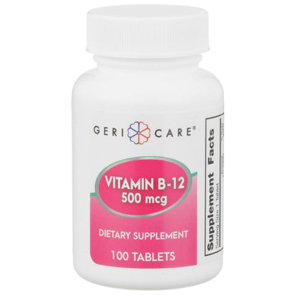 Geri-Care® Vitamin Supplement Vitamin B12 500 mcg Strength Tablet 100 per Bottle (1108646_BT)