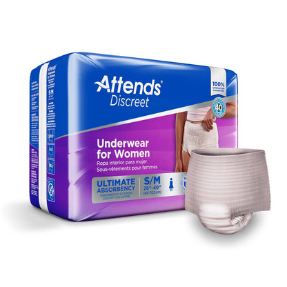 Attends® Discreet Female Adult Absorbent Underwear Pull On with Tear Away Seams Medium Disposable Heavy Absorbency (1039110_BG)