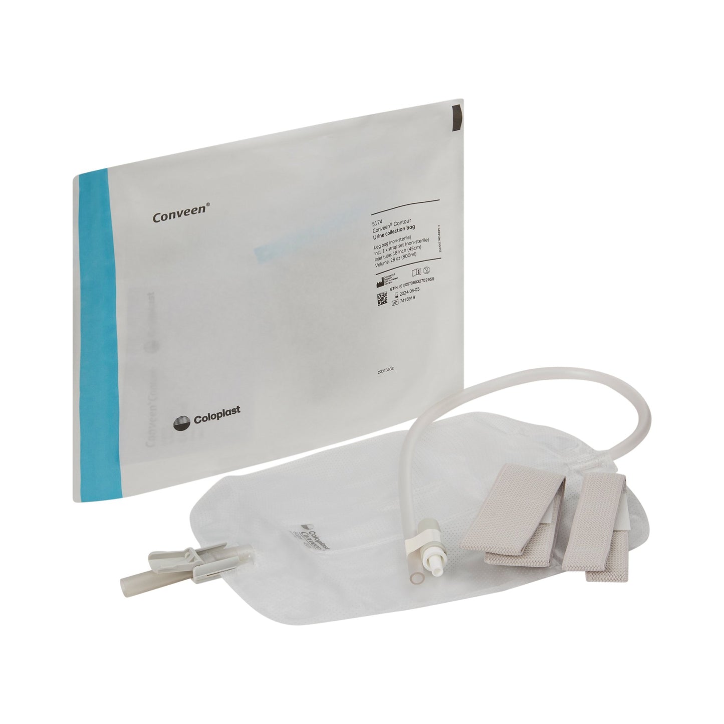 Conveen® Security+ Urinary Leg Bag Anti-Reflux Valve NonSterile 800 mL Polyethylene / Flocked (185574_BX)