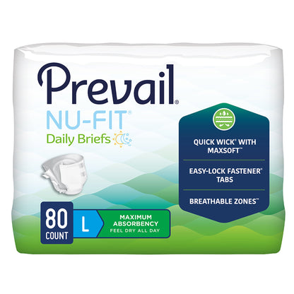 Prevail® Nu-Fit® Unisex Adult Incontinence Brief Large Disposable Heavy Absorbency (1261577_PK)