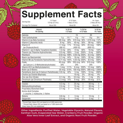 Mary Ruth's® Liquid Morning Multivitamin Dietary Supplement Vitamin A / C / D / E 80 mcg - 8 mg - 1.7 mcg - 1.5 mg Strength Liquid 30 oz. Raspberry Flavor (1271761_EA)
