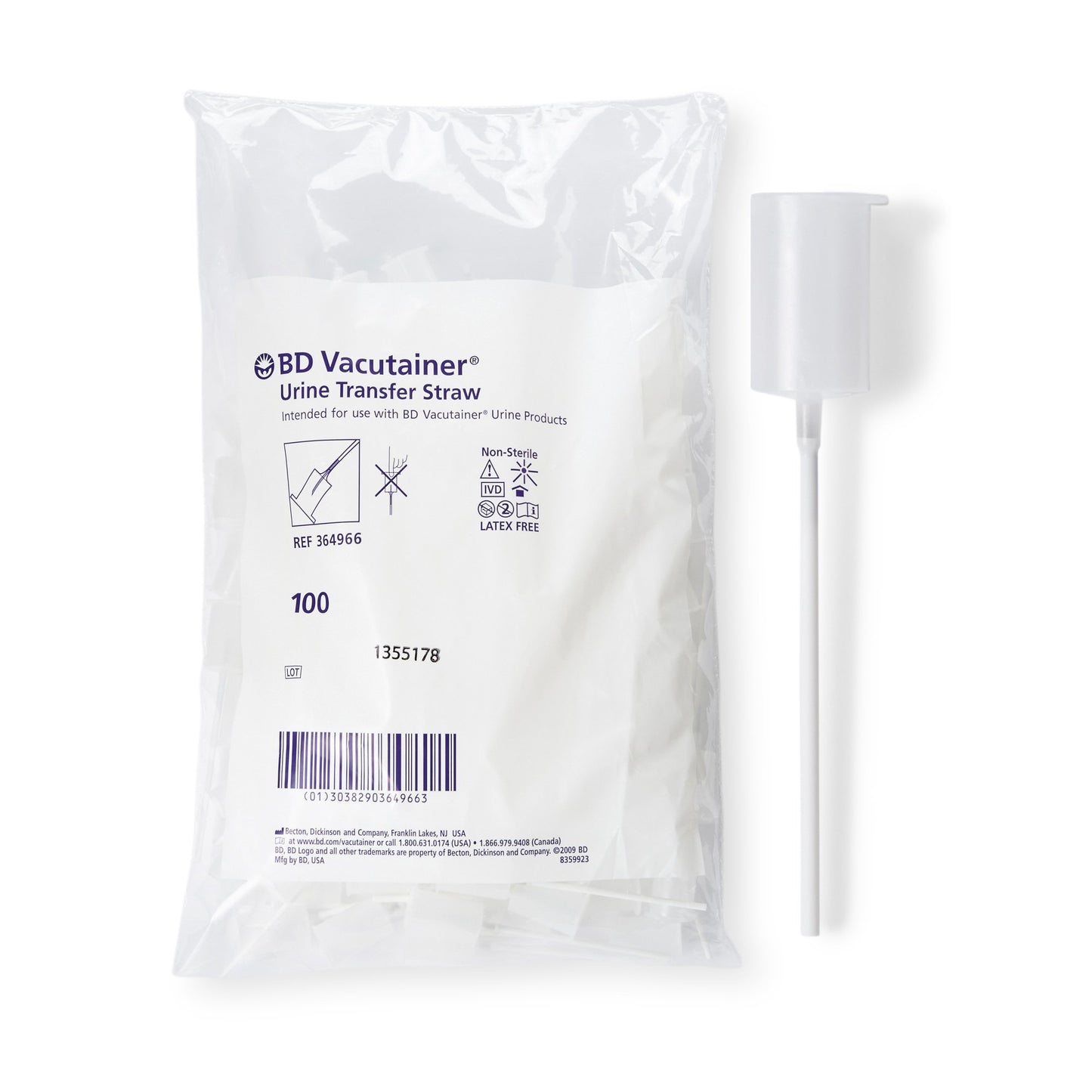 Vacutainer® Urine Transfer Straw For BD Urine Collection System (332291_CS)