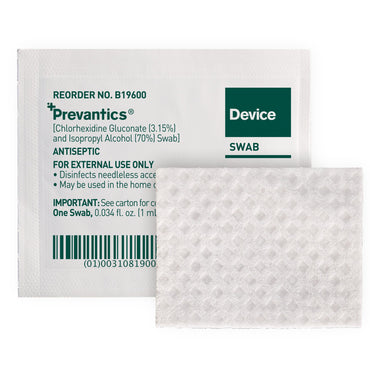 Prevantics® Device Swab 3.15% / 70% Strength CHG (Chlorhexidine Gluconate) / Isopropyl Alcohol Individual Packet NonSterile (959981_CS)