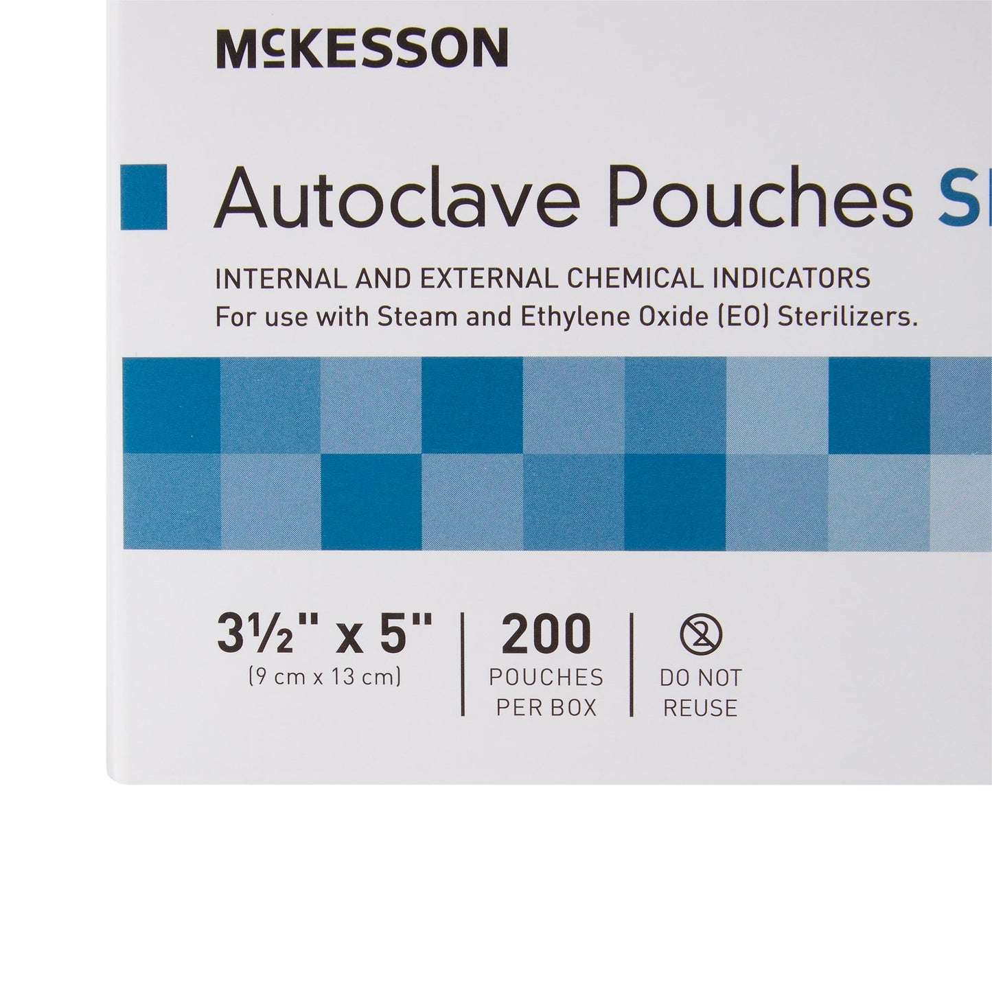 McKesson Sterilization Pouch Ethylene Oxide (EO) Gas / Steam 3-1/2 X 5 Inch Transparent Blue / White Self Seal Paper / Film (960942_CS)