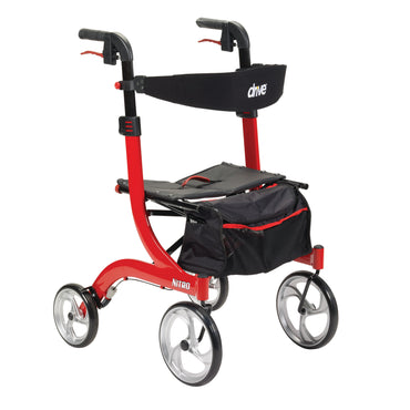 drive™ Nitro 4 Wheel Rollator Red Adjustable Height / Folding Aluminum Frame (873746_EA)