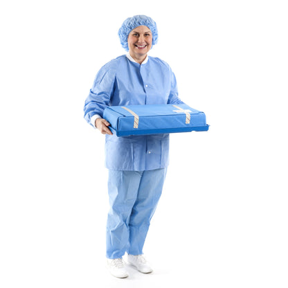 SMART-FOLD* H650 Sterilization Wrap White / Blue 40 X 55 Inch Dual Layer SMS Polypropylene Steam / EO Gas / Hydrogen Peroxide (832283_BG)