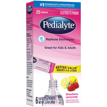 Pedialyte® Powder Packs Oral Electrolyte Solution Strawberry Lemonade Flavor 0.6 oz. Electrolyte (1130200_PK)