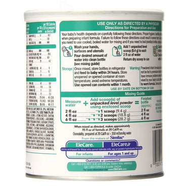 EleCare® Infant Formula Unflavored 14.1 oz. Can Powder Iron Food Allergies (772259_EA)