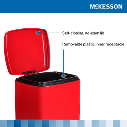 McKesson Trash Can 20 Quart / 5 gal. Red Metal Square (1223689_CS)