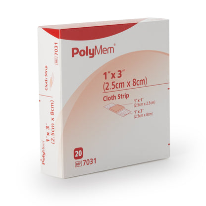 PolyMem® Adhesive Strip 1 X 3 Inch Polyurethane / Film Rectangle Pink / White Sterile (543360_BX)
