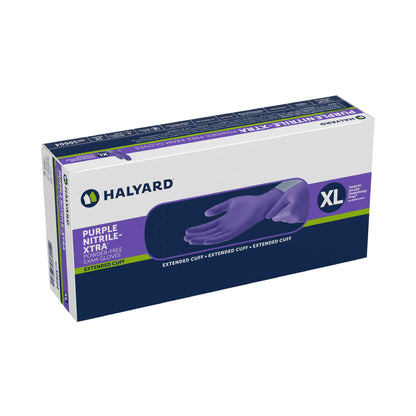 Purple Nitrile-Xtra™ Exam Glove X-Large NonSterile Nitrile Extended Cuff Length Textured Fingertips Purple Chemo Tested (365068_CS)