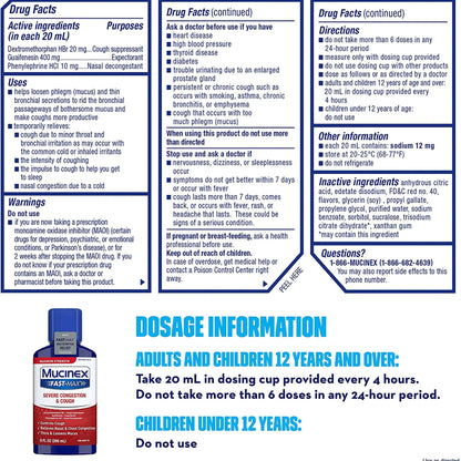 Mucinex® Fast-Max™ Cold and Cough Relief 20 mg - 400 mg - 10 mg / 5 mL Strength Liquid 6 oz. (1044221_EA)