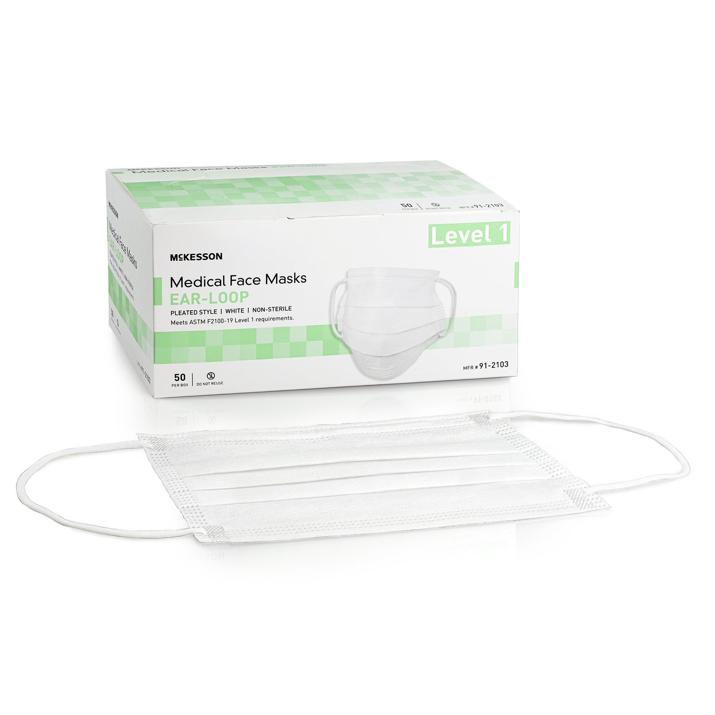 McKesson Procedure Mask ASTM Level 1 Earloops One Size Fits Most (1196786_BX)