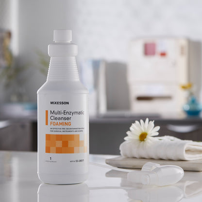 McKesson Multi-Enzymatic Instrument Detergent Foam RTU 1 Quart Bottle Fresh Rain Scent (484479_EA)
