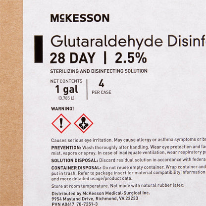 McKesson 28 Day Glutaraldehyde High-Level Disinfectant Activation Required Liquid 1 gal. Jug Reusable (512839_CS)