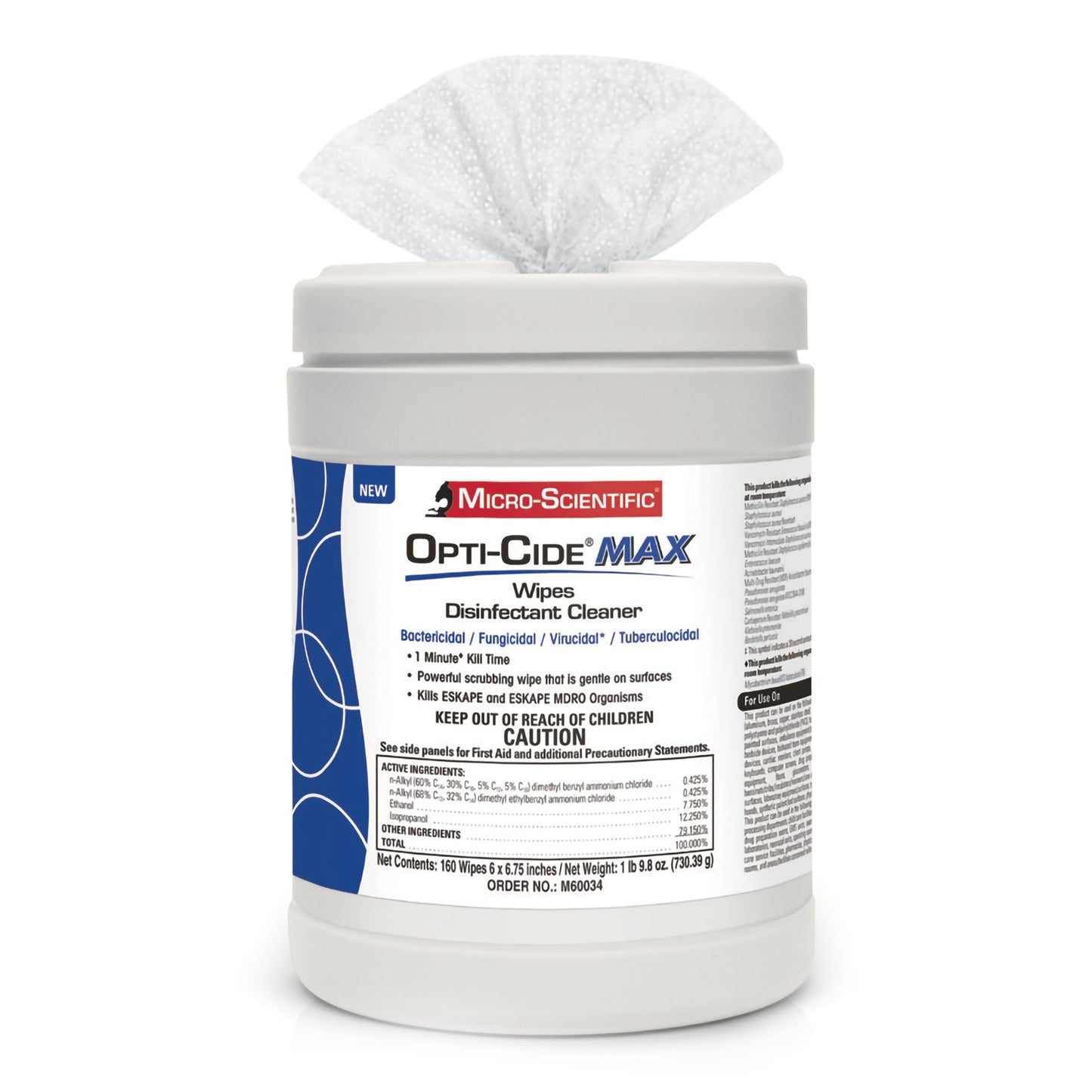 Opti-Cide® Max Surface Disinfectant Cleaner Premoistened Alcohol Based Manual Pull Wipe 160 Count Canister Alcohol Scent NonSterile (1100339_CS)