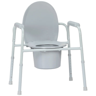 McKesson 3-in-1 Commode Chair Fixed Arms Steel Frame Back Bar 13-3/4 Inch Seat Width 350 lbs. Weight Capacity (1073634_CS)