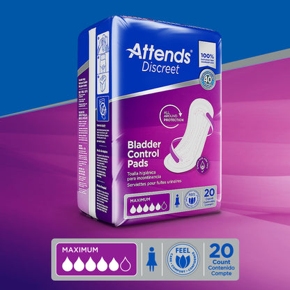 Attends® Discreet Maximum Bladder Control Pad 13 Inch Length Heavy Absorbency Polymer Core One Size Fits Most (1039117_CS)