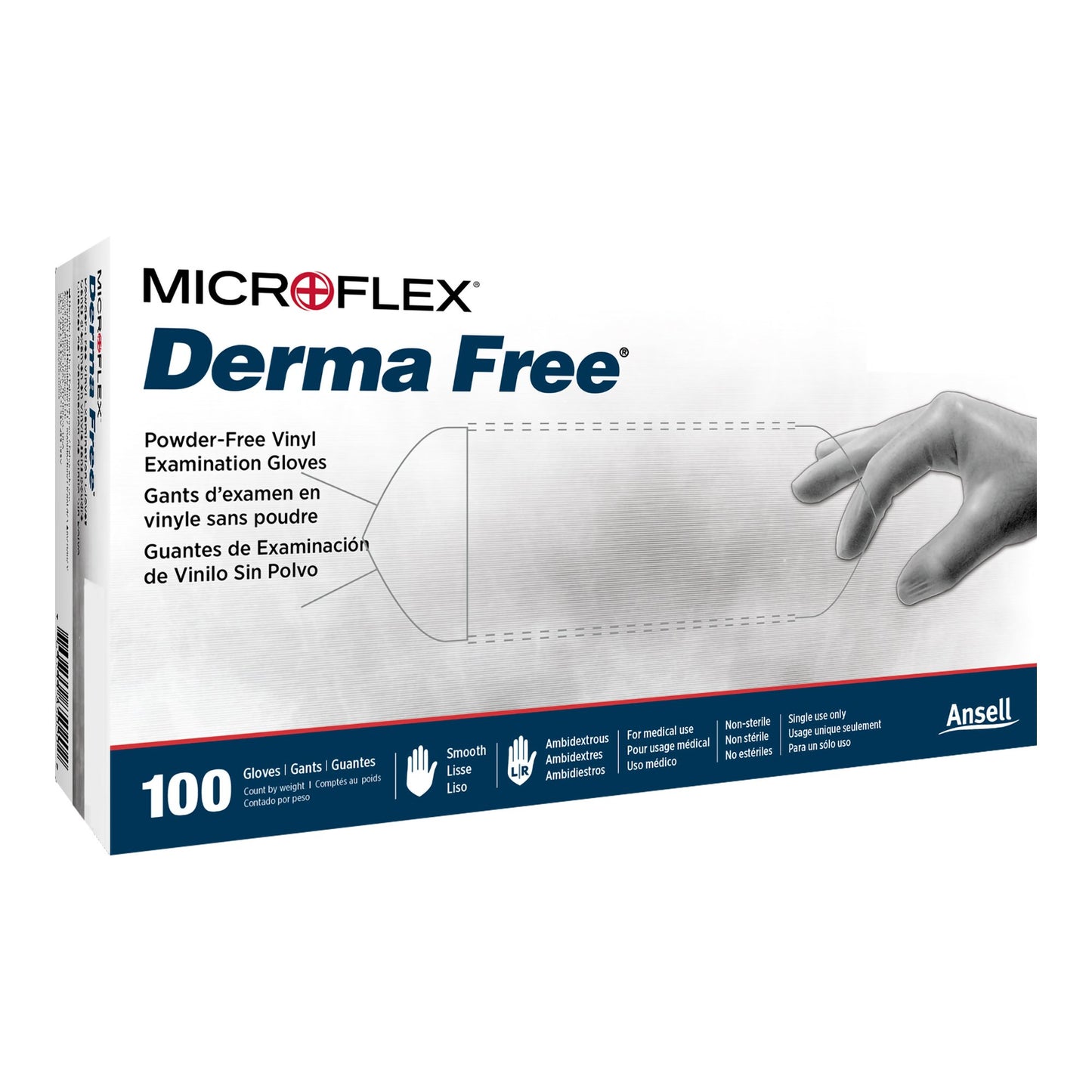 Derma Free™ Exam Glove Medium NonSterile Vinyl Standard Cuff Length Smooth Clear Not Rated (816890_BX)