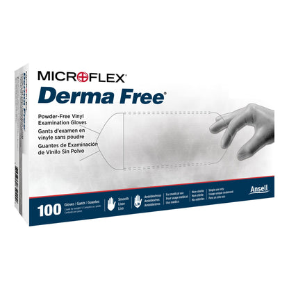 Derma Free™ Exam Glove Medium NonSterile Vinyl Standard Cuff Length Smooth Clear Not Rated (816890_BX)