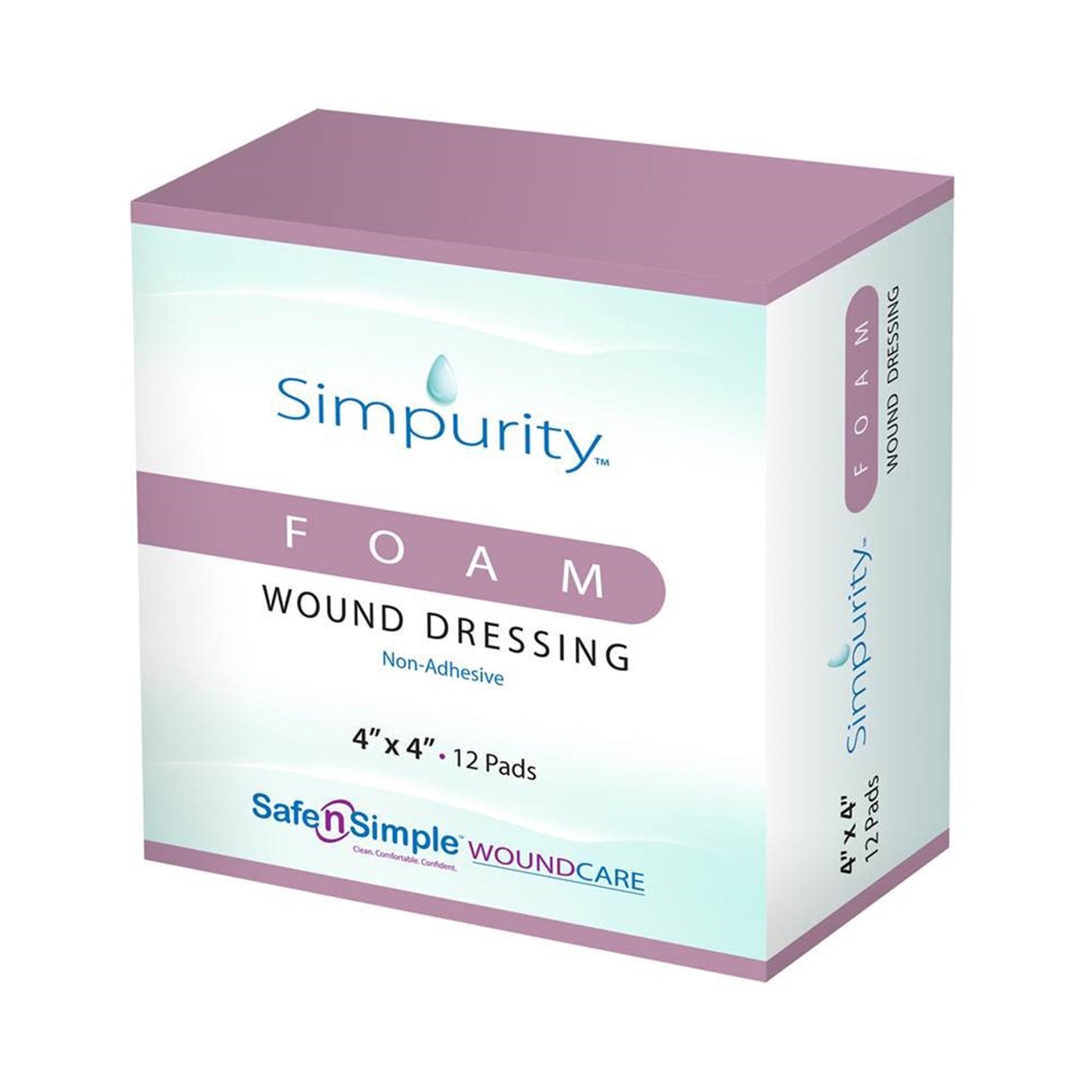 Simpurity™ Foam Dressing 4 X 4 Inch Without Border Film Backing Nonadhesive Square Sterile (950088_BX)