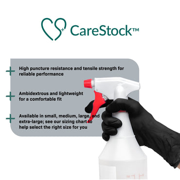 CareStock™ Exam Glove Large NonSterile Nitrile Standard Cuff Length Fully Textured Black Not Rated (1230894_CS)