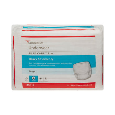Sure Care™ Plus Unisex Adult Absorbent Underwear Pull On with Tear Away Seams Large Disposable Heavy Absorbency (823429_CS)