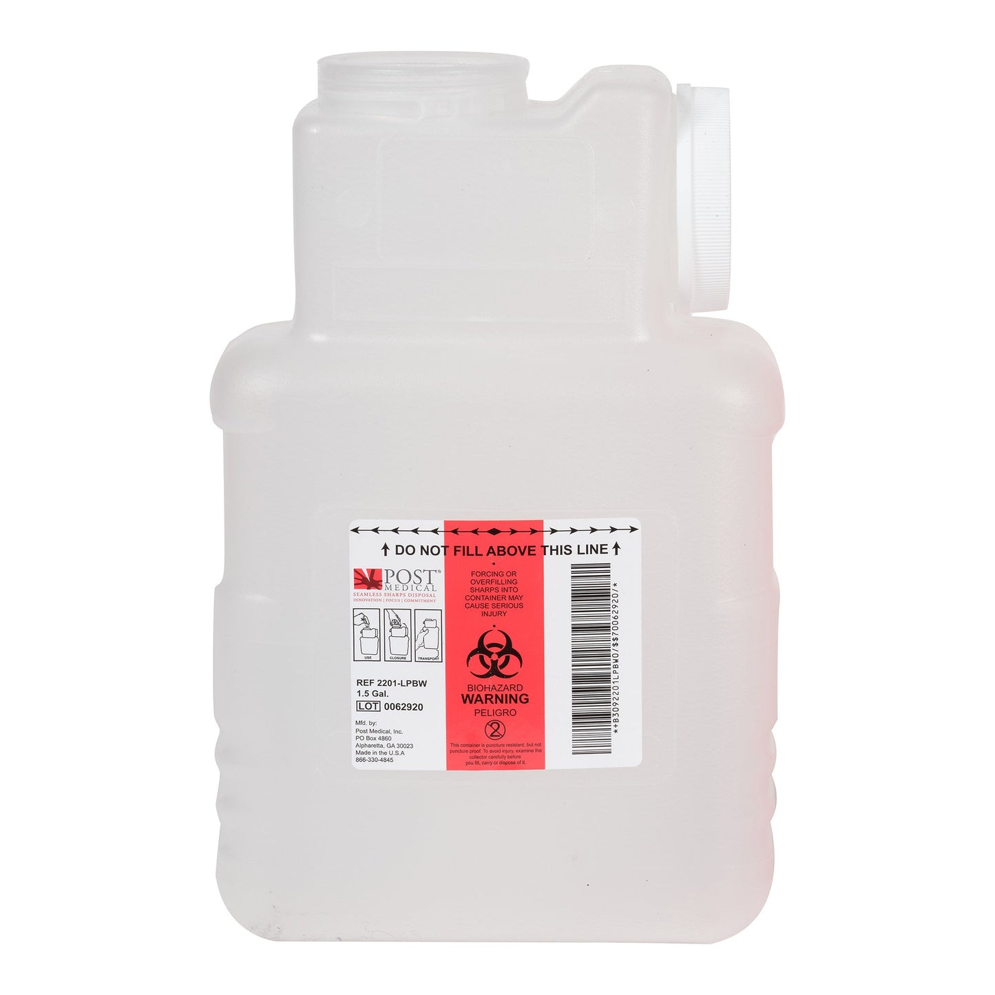 Leaktight Sharps Container Translucent Base Horizontal / Vertical Entry 1.5 Gallon (486329_CS)