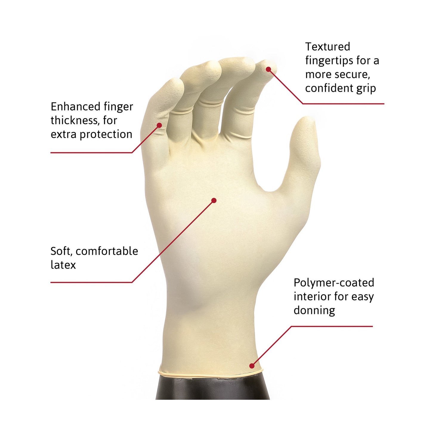 Diamond Grip™ Exam Glove Large NonSterile Latex Standard Cuff Length Textured Fingertips White Not Rated (307871_CS)