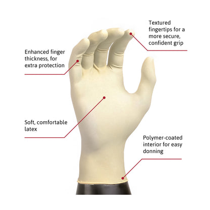 Diamond Grip™ Exam Glove Large NonSterile Latex Standard Cuff Length Textured Fingertips White Not Rated (307871_CS)