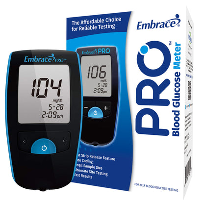 Embrace® Blood Glucose Meter 5 Second Results Stores up to 500 Results No Coding Required (1040073_EA)