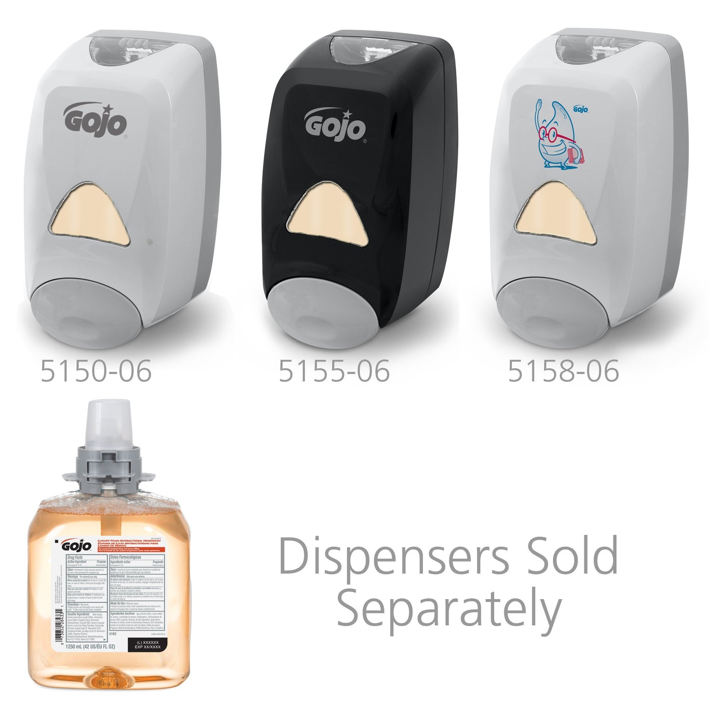 GOJO® Antibacterial Soap Foaming 1,250 mL Dispenser Refill Bottle Fruit Scent (1165674_CS)