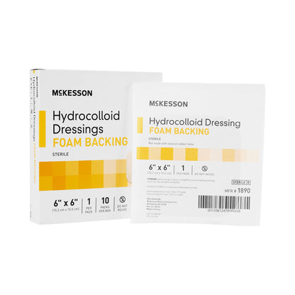 McKesson Hydrocolloid Dressing Foam Backing 6 X 6 Inch Square Hydrocolloid / Foam (883000_BX)