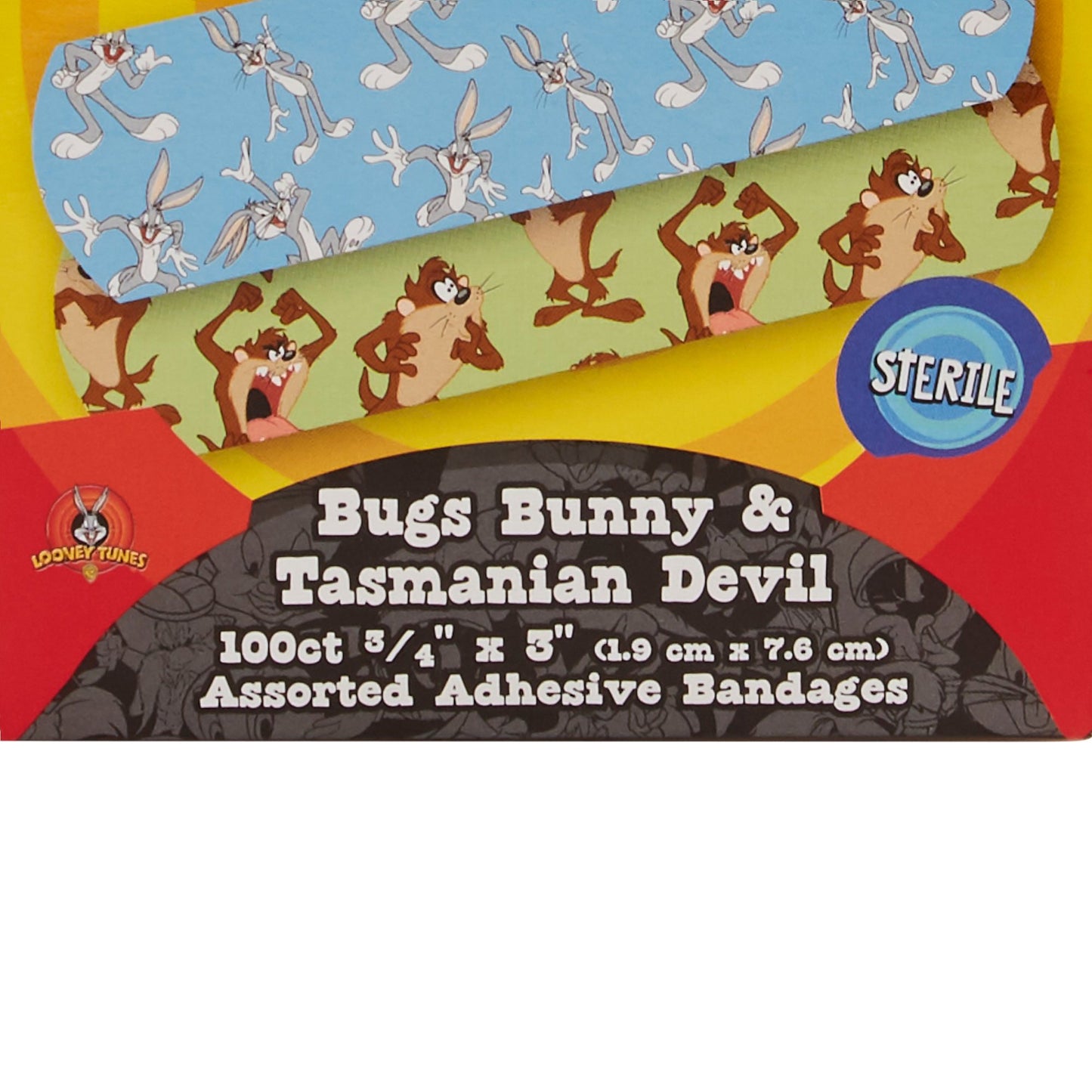 Looney Tunes™ Stat Strip® Adhesive Strip 3/4 X 3 Inch Plastic Rectangle Kid Design (Looney Tunes Bugs and Taz) Sterile (278007_BX)