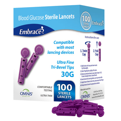 Embrace® Lancet for Lancing Device 30 Gauge Non-Safety Twist Off Cap Finger (1190283_CS)