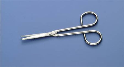 Busse Utility Scissors Nurse 5-1/4 Inch Length Floor Grade Stainless Steel Sterile Finger Ring Handle Angled Sharp Tip / Blunt Tip (168227_CS)