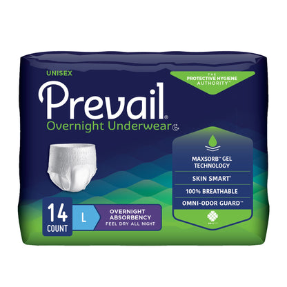 Prevail® Overnight Unisex Adult Absorbent Underwear Pull On with Tear Away Seams Large Disposable Heavy Absorbency (1189993_PK)