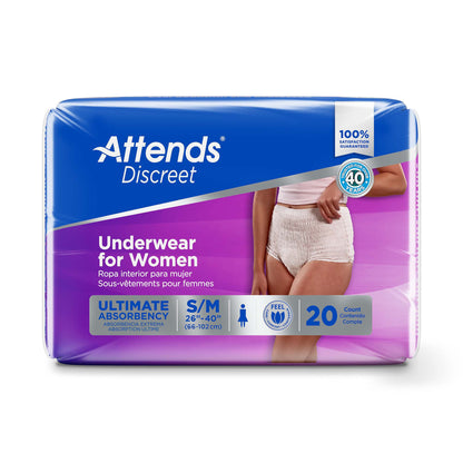Attends® Discreet Female Adult Absorbent Underwear Pull On with Tear Away Seams Medium Disposable Heavy Absorbency (1039110_BG)