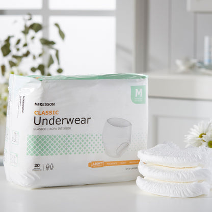 McKesson Classic Unisex Adult Absorbent Underwear Pull On with Tear Away Seams Medium Disposable Light Absorbency (884177_CS)