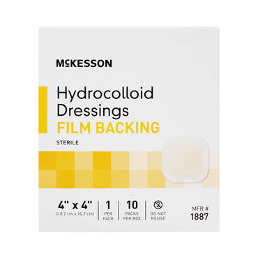 McKesson Hydrocolloid Dressing Waterproof Film Backing 4 X 4 Inch Square Hydrocolloid / Film (882992_EA)