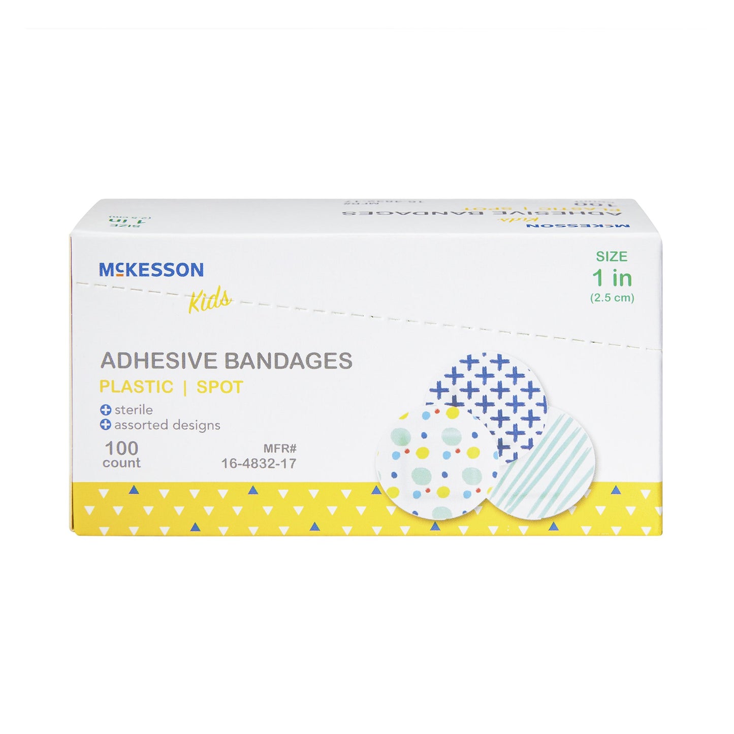 McKesson Kids™ Adhesive Spot Bandage 1 Inch Plastic Round Kid Design (Assorted Prints) Sterile (1110981_BX)