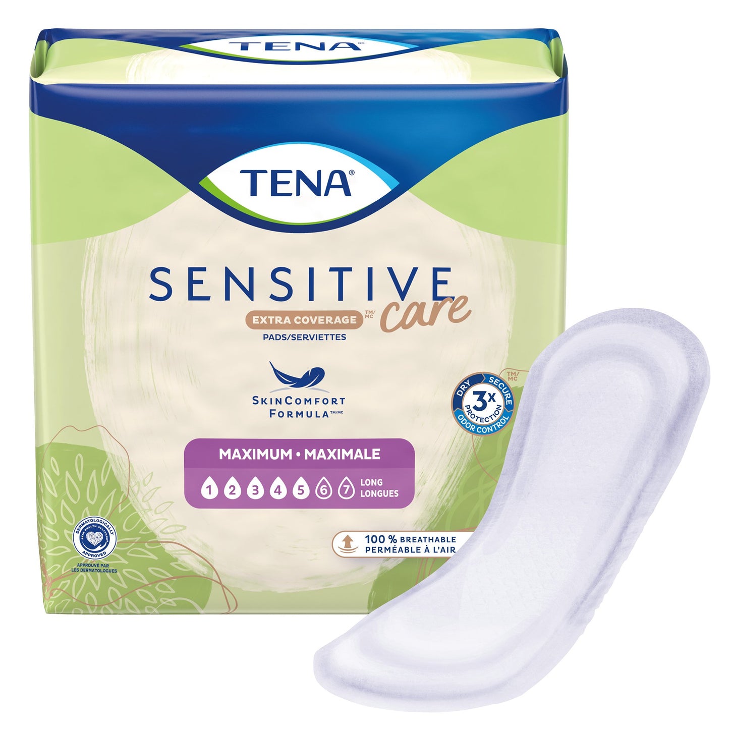 TENA® Sensitive Care Maximum Extra Coverage Long Bladder Control Pad 15 Inch Length Heavy Absorbency Dry-Fast Core™ One Size Fits Most (1131554_BG)