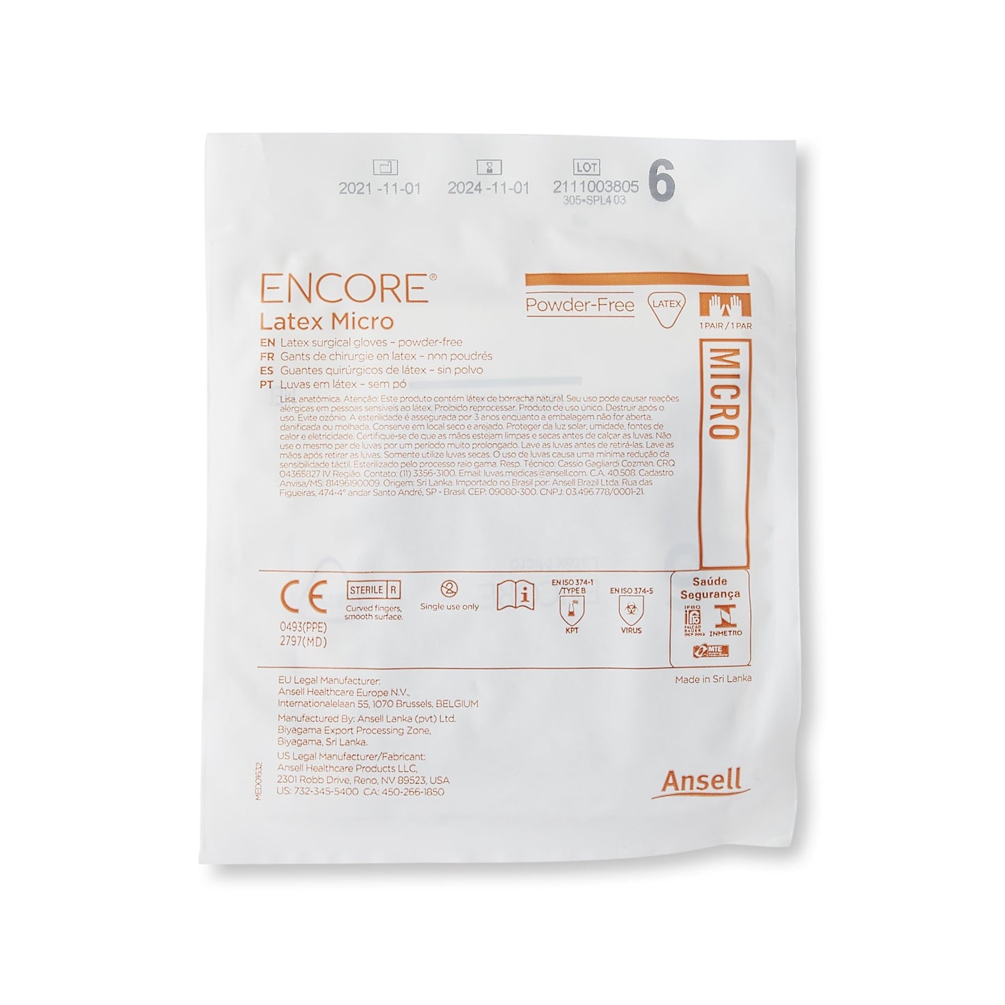 ENCORE® Latex Micro Surgical Glove Size 6 Sterile Latex Standard Cuff Length Micro-Textured Brown Chemo Tested (362175_BX)