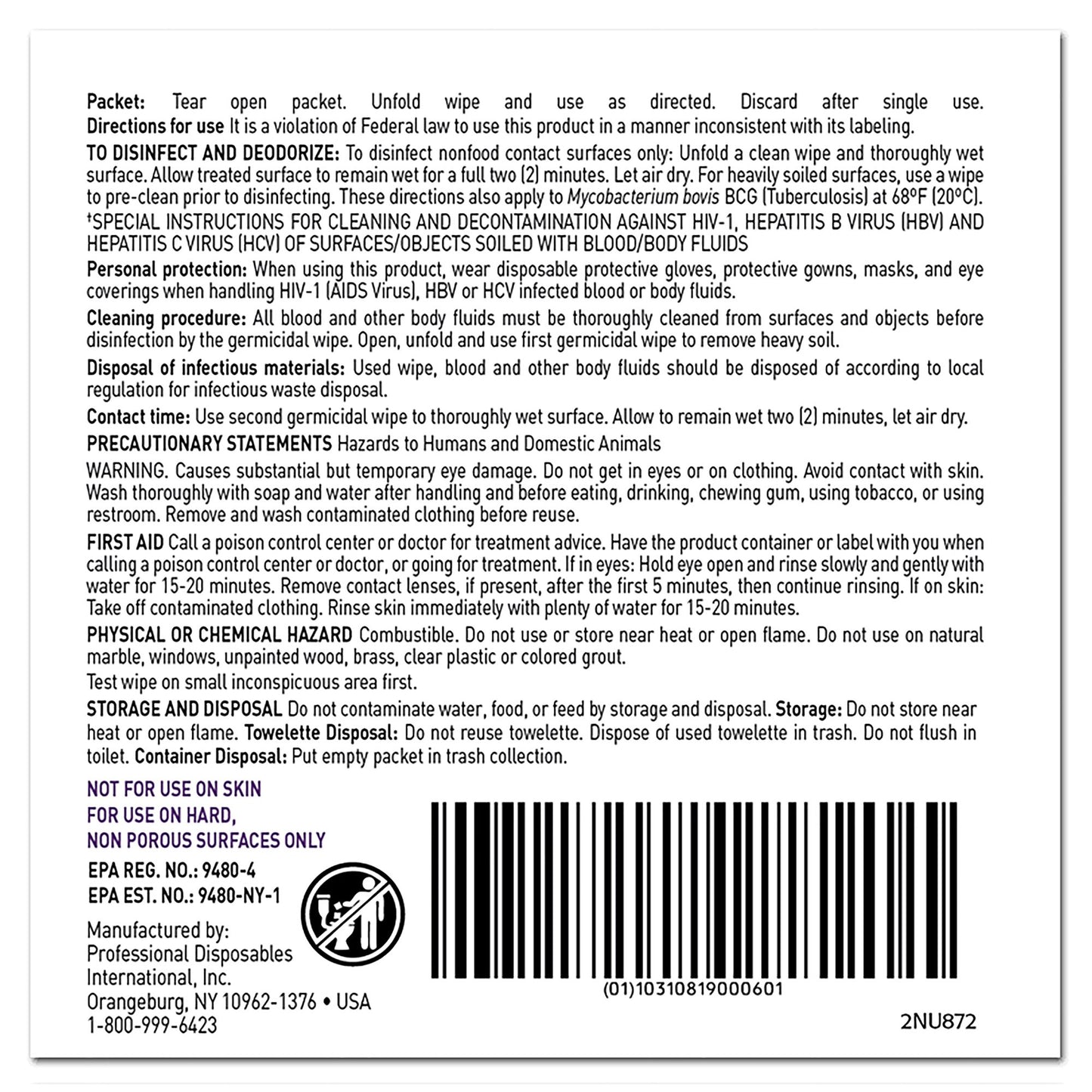 Super Sani-Cloth® Surface Disinfectant Cleaner Premoistened Germicidal Manual Pull Wipe 50 Count Individual Packet Alcohol Scent NonSterile (188692_SL)