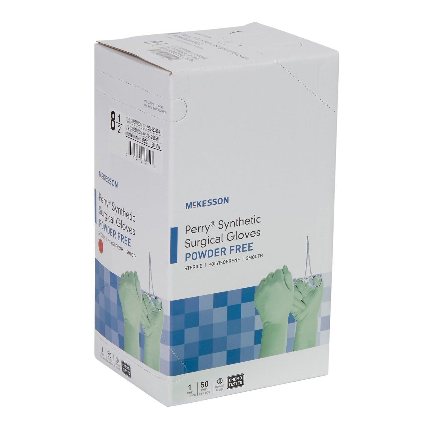 McKesson Perry® Performance Plus Surgical Glove Size 8.5 Sterile Polyisoprene Standard Cuff Length Smooth Green Chemo Tested (1044725_BX)